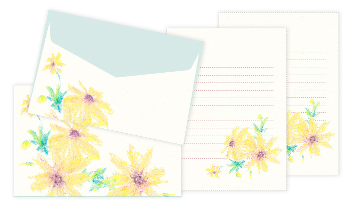 手描きの向日葵が可愛い封筒テンプレート
